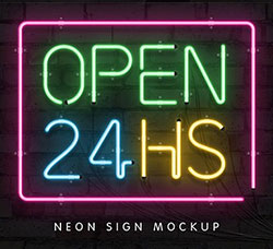 极品PS样式－24个霓虹灯效果(含PSD模板/字体)：The Neon Font & Sign Collection